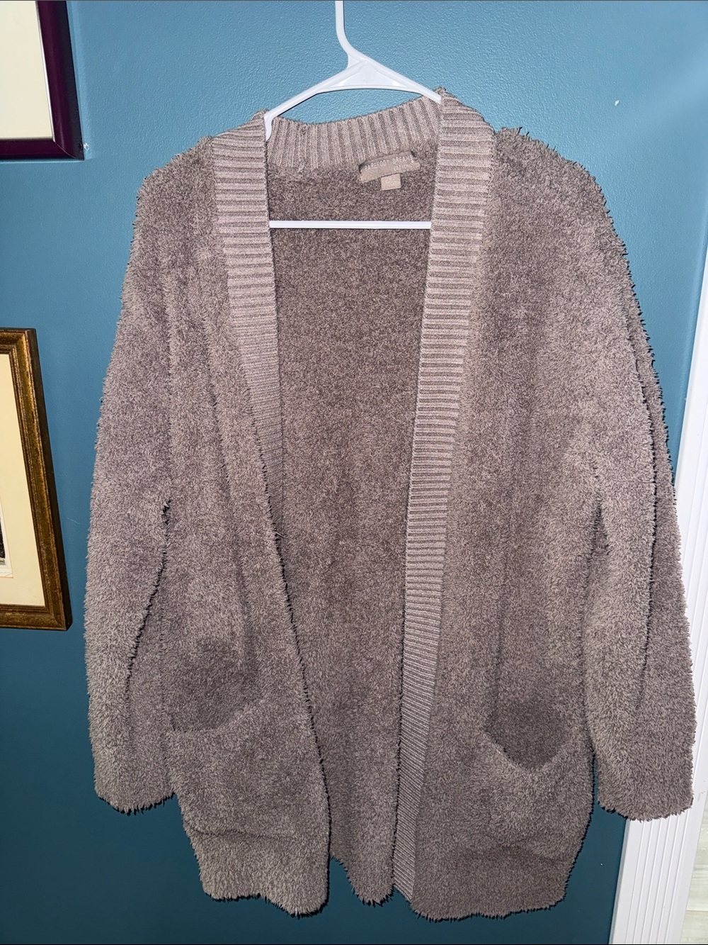 Barefoot Dreams Taupe Open-Front Plush Cardigan